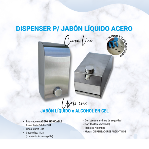 Dispenser P/Jabón Liquido Acero